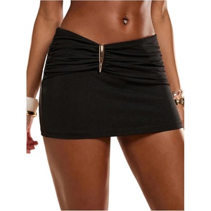 image:imageFloerns Womens Low Rise Mini Skirt Metal Buckle Bodycon Pencil SkirtBlack