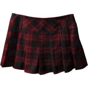 image:imageFloerns Womens Plaid Mini Skirts Pleated Hem Uniform Skater Skirt Built in ShortsRed