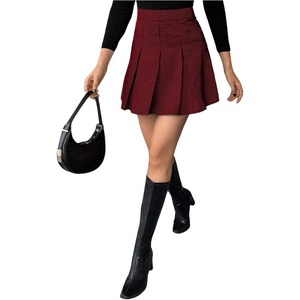 image:imageFloerns Womens Plaid Pleated Mini Skirts Preppy Uniform Skater A Line SkirtRed