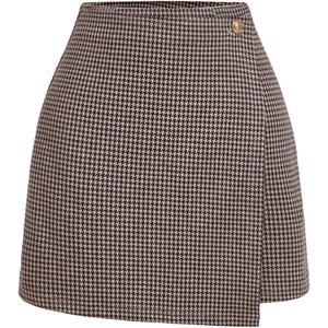 image:imageFloerns Womens Plus Size Elegant Houndstooth Skirt Wrap Hem Dressy Casual Short SkirtsMulticolor