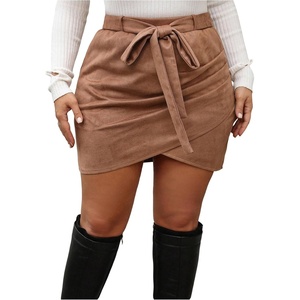 image:imageFloerns Womens Plus Size Faux Suede Wrap Mini Skirts Western Cowgirl Belted Bodycon Skirts Country Concert OutfitBrown