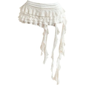 image:imageFloerns Womens Plus Size Tiered Layered Mini Skirt Low Rise Asymmetrical Ruffle Beach Y2k SkirtsWhite