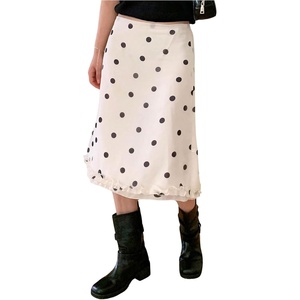 image:imageFloerns Womens Polka Dots Midi Skirt Ruffle Trim Cute Beach Going Out SkirtsApricot
