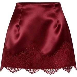 image:imageFloerns Womens Sexy Lace Satin Low Rise Patchwork Night Out Mini SkirtRed