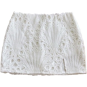 image:imageFloerns Womens Summer Eyelet Low Rise Skirts Textured Slit Beach Vacation Mini SkirtWhite