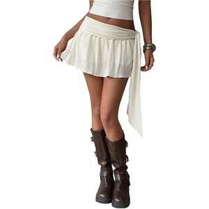 image:imageFloerns Womens Summer Mini Skirt Y2k Tie Side A Line Skirts with Built in Shorts Concert OutfitsApricot