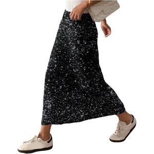 image:imageFloerns Womens Y2k Sequin Skirt Stretchy Night Out Party Glitter Long SkirtBlack