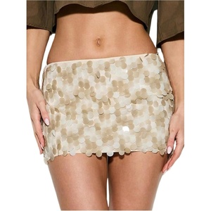 image:imageWomens Beaded Bodycon Going Out Party Summer Skirts Cocktail Sequin Mini SkirtApricot