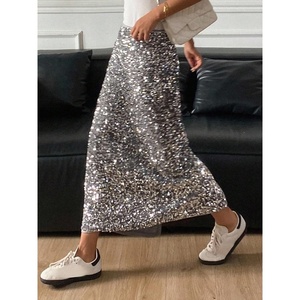 image:imageWomens Y2k Sequin Skirt Night Out Party Sparkly Glitter Streetwear Long SkirtSilver