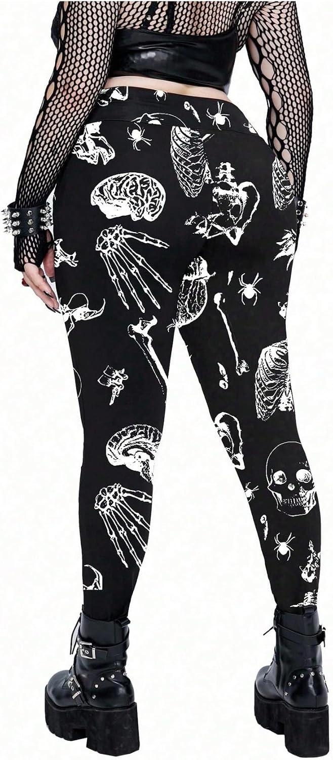image:imageFloerns Womens Plus Size Goth Leggings Patchwork Punk High Waisted PantsMulticolored