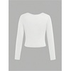 image:imageFloerns Girls 3 Piece Solid Ribbed Knit Square Neck Long Sleeve Tee Shirts Crop TopsBlack Grey White