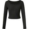 image:imageFloerns Girls 3 Piece Solid Ribbed Knit Square Neck Long Sleeve Tee Shirts Crop TopsDusty Blue