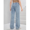 image:imageFloerns Girls Cut Out Ripped Wide Leg Jeans High Waisted Distressed Denim PantsBlue B