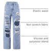 image:imageFloerns Girls Elastic Waist Distressed Ripped Straight Leg Denim JeansAqua Blue
