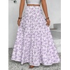 image:imageFloerns Girls Floral Maxi Skirt Elastic Waist Tiered Ruffle Hem Summer A Line SkirtsMauve Purple