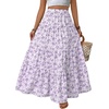 image:imageFloerns Girls Floral Maxi Skirt Elastic Waist Tiered Ruffle Hem Summer A Line SkirtsMauve Purple