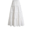 image:imageFloerns Girls Floral Maxi Skirt Elastic Waist Tiered Ruffle Hem Summer A Line SkirtsWhite