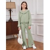 image:imageFloerns Girls Long Sleeve Hoodie Tank Split Flare Pants Set Three Piece OutfitA Green
