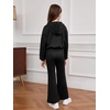 image:imageFloerns Girls Long Sleeve Hoodie Tank Split Flare Pants Set Three Piece OutfitBlack