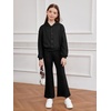 image:imageFloerns Girls Long Sleeve Hoodie Tank Split Flare Pants Set Three Piece OutfitBlack