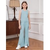 image:imageFloerns Girls Long Sleeve Hoodie Tank Split Flare Pants Set Three Piece OutfitBlue