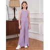 image:imageFloerns Girls Long Sleeve Hoodie Tank Split Flare Pants Set Three Piece OutfitLilac Purple