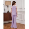 image:imageFloerns Girls Long Sleeve Hoodie Tank Split Flare Pants Set Three Piece OutfitLilac Purple