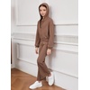 image:imageFloerns Girls Long Sleeve Hoodie Tank Split Flare Pants Set Three Piece OutfitMocha Brown