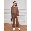 image:imageFloerns Girls Long Sleeve Hoodie Tank Split Flare Pants Set Three Piece OutfitMocha Brown