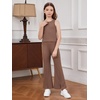 image:imageFloerns Girls Long Sleeve Hoodie Tank Split Flare Pants Set Three Piece OutfitMocha Brown