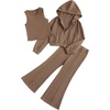image:imageFloerns Girls Long Sleeve Hoodie Tank Split Flare Pants Set Three Piece OutfitMocha Brown