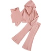 image:imageFloerns Girls Long Sleeve Hoodie Tank Split Flare Pants Set Three Piece OutfitPink