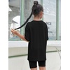 image:imageFloerns Girls Rib Knit Short Sleeve T Shirt with Biker Shorts Set 2 Piece OutfitBlack