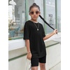 image:imageFloerns Girls Rib Knit Short Sleeve T Shirt with Biker Shorts Set 2 Piece OutfitBlack