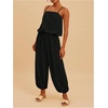 image:imageFloerns Jumpsuits for Women Sleeveless Bubble Hem Harem Pants Trendy Casual Summer OutfitsBlack