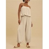 image:imageFloerns Jumpsuits for Women Sleeveless Bubble Hem Harem Pants Trendy Casual Summer OutfitsKhaki