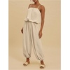 image:imageFloerns Jumpsuits for Women Sleeveless Bubble Hem Harem Pants Trendy Casual Summer OutfitsKhaki