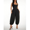 image:imageFloerns Jumpsuits for Women Sleeveless Square Neck Wide Leg Balloon Pants Going Out OutfitsBlack