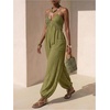 image:imageFloerns Jumpsuits for Women Tie Backless Halter Neck Baggy Harem Pants Rompers Summer OutfitsArmy Green