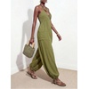 image:imageFloerns Jumpsuits for Women Tie Backless Halter Neck Baggy Harem Pants Rompers Summer OutfitsArmy Green