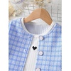 image:imageFloerns Toddler Girls 3 Piece Outfit Plaid Print Jacket with Belt Skirts Rib Knit Tank TopBlue