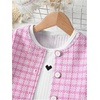 image:imageFloerns Toddler Girls 3 Piece Outfit Plaid Print Jacket with Belt Skirts Rib Knit Tank TopPink
