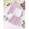 image:imageFloerns Toddler Girls 3 Piece Outfit Plaid Print Jacket with Belt Skirts Rib Knit Tank TopPink