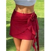 image:imageFloerns Women Elegant 3D Floral High Waisted A Line Fancy Whimsy Mini SkirtRed