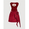 image:imageFloerns Women Elegant 3D Floral High Waisted A Line Fancy Whimsy Mini SkirtRed