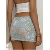 image:imageFloerns Women Floral Y2k Sequin Glitter Going Out Mini Skirts ClubwearTeal Blue