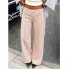 image:imageFloerns Women Striped Low Rise Lace Up Office Work Dressy Casual PantsPink Pinstripe