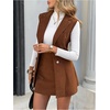 image:imageFloerns Womens 2 Piece Business Casual Corduroy Blazer Vest Mini Skirt SetBrown