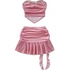 image:imageFloerns Womens 2 Piece Outfit Hanky Hem Strapless Tube Top Floral Mini Skirt Going Out SetsLight Pink