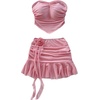 image:imageFloerns Womens 2 Piece Outfit Hanky Hem Strapless Tube Top Floral Mini Skirt Going Out SetsLight Pink